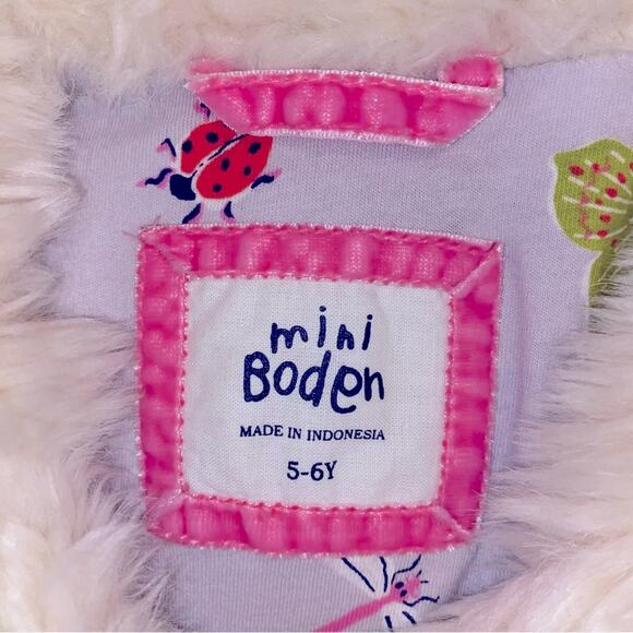 MINI BODEN $110 Ivory Faux Fur Coat Jacket Girls size  5-6 years EUC - Picture 3 of 12